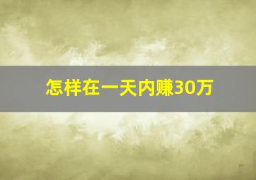 怎样在一天内赚30万