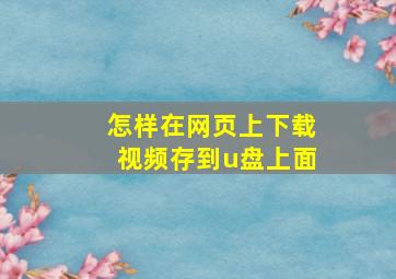 怎样在网页上下载视频存到u盘上面