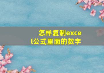 怎样复制excel公式里面的数字