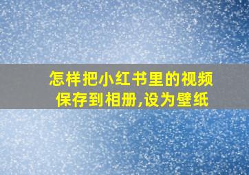 怎样把小红书里的视频保存到相册,设为壁纸