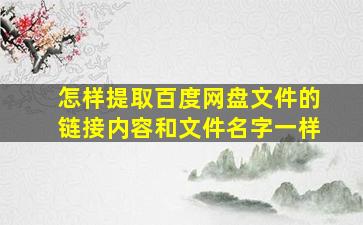 怎样提取百度网盘文件的链接内容和文件名字一样