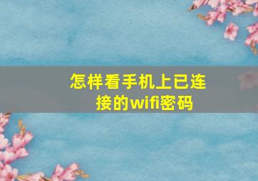 怎样看手机上已连接的wifi密码