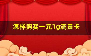 怎样购买一元1g流量卡