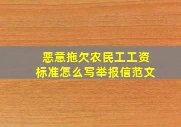 恶意拖欠农民工工资标准怎么写举报信范文