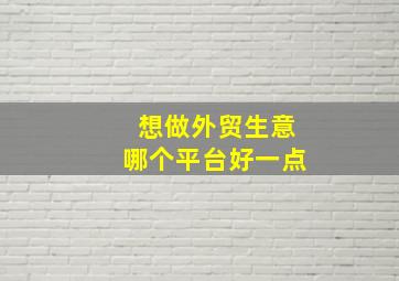 想做外贸生意哪个平台好一点