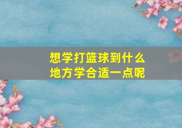 想学打篮球到什么地方学合适一点呢