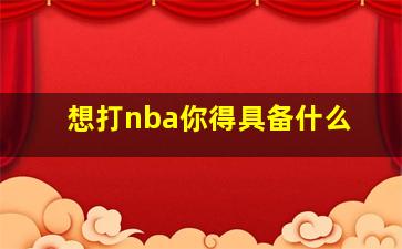 想打nba你得具备什么