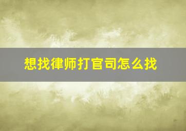 想找律师打官司怎么找