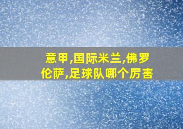 意甲,国际米兰,佛罗伦萨,足球队哪个厉害