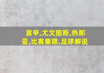 意甲,尤文图斯,热那亚,比赛集锦,足球解说