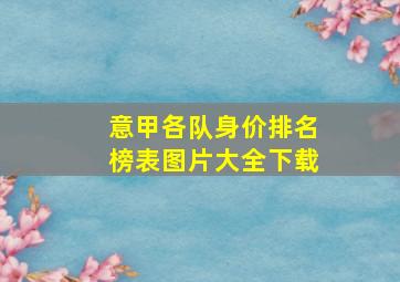 意甲各队身价排名榜表图片大全下载