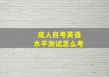 成人自考英语水平测试怎么考