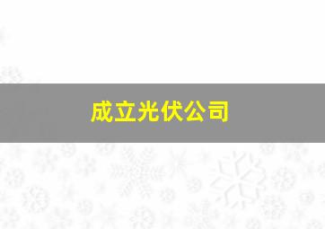 成立光伏公司