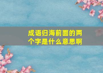 成语归海前面的两个字是什么意思啊