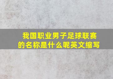 我国职业男子足球联赛的名称是什么呢英文缩写