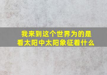 我来到这个世界为的是看太阳中太阳象征着什么