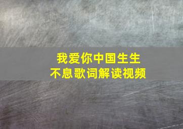 我爱你中国生生不息歌词解读视频