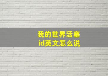 我的世界活塞id英文怎么说