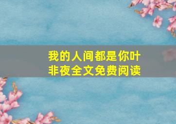 我的人间都是你叶非夜全文免费阅读