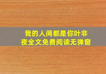 我的人间都是你叶非夜全文免费阅读无弹窗