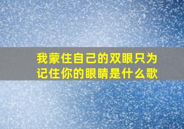 我蒙住自己的双眼只为记住你的眼睛是什么歌