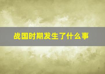 战国时期发生了什么事