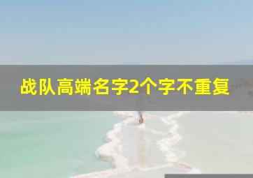 战队高端名字2个字不重复