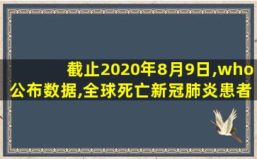 截止2020年8月9日,who公布数据,全球死亡新冠肺炎患者