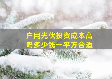 户用光伏投资成本高吗多少钱一平方合适