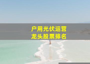 户用光伏运营龙头股票排名