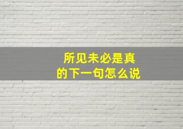 所见未必是真的下一句怎么说