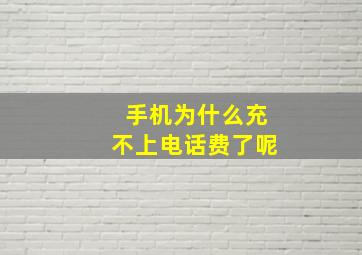 手机为什么充不上电话费了呢