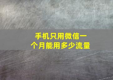 手机只用微信一个月能用多少流量