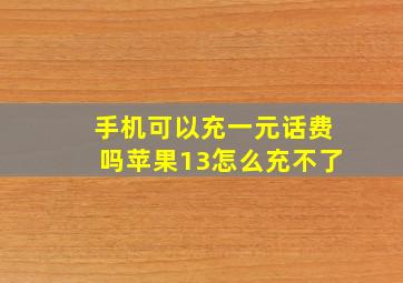 手机可以充一元话费吗苹果13怎么充不了