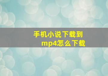 手机小说下载到mp4怎么下载