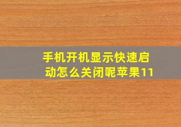 手机开机显示快速启动怎么关闭呢苹果11