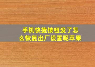 手机快捷按钮没了怎么恢复出厂设置呢苹果