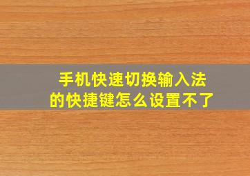 手机快速切换输入法的快捷键怎么设置不了