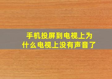 手机投屏到电视上为什么电视上没有声音了