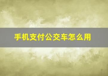 手机支付公交车怎么用