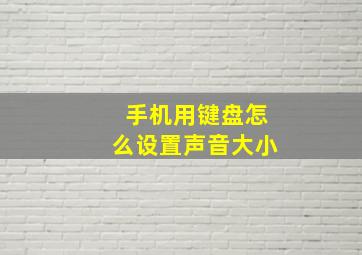 手机用键盘怎么设置声音大小