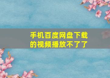 手机百度网盘下载的视频播放不了了