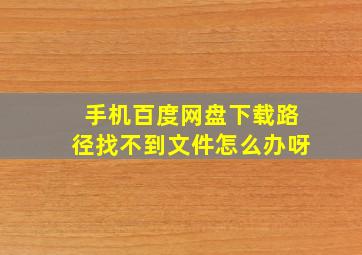 手机百度网盘下载路径找不到文件怎么办呀