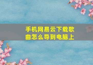 手机网易云下载歌曲怎么导到电脑上