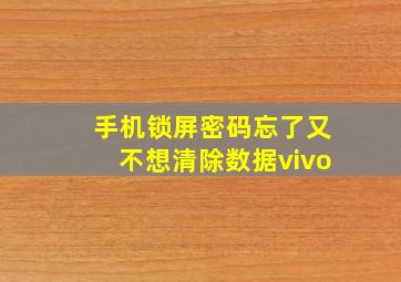 手机锁屏密码忘了又不想清除数据vivo