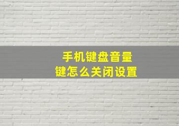 手机键盘音量键怎么关闭设置