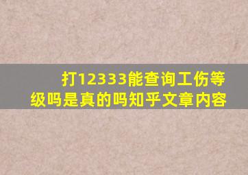 打12333能查询工伤等级吗是真的吗知乎文章内容