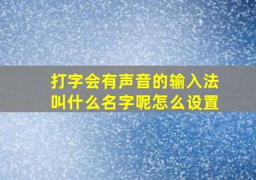 打字会有声音的输入法叫什么名字呢怎么设置