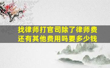 找律师打官司除了律师费还有其他费用吗要多少钱