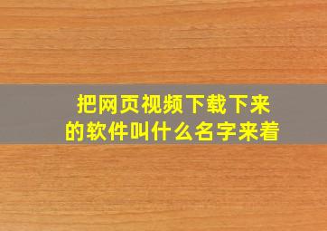 把网页视频下载下来的软件叫什么名字来着